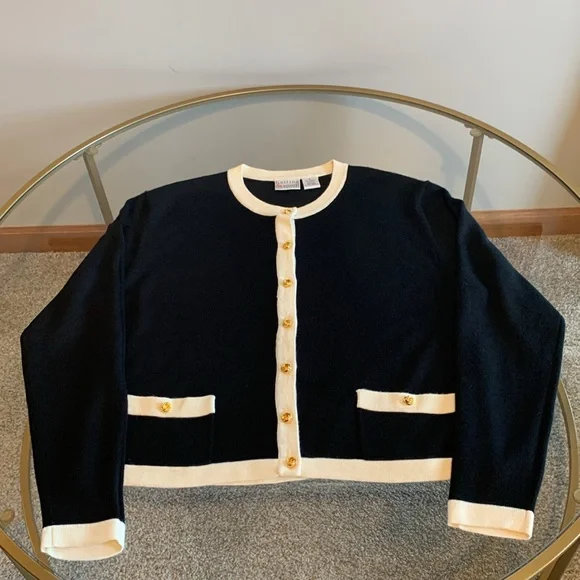 Hasting & Smith Petites black cardigan with white trim - Picture 13 of 16